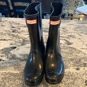 Hunter boots women size 9 Black gloss